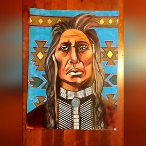 Native American Portrait Art Painting Native Made